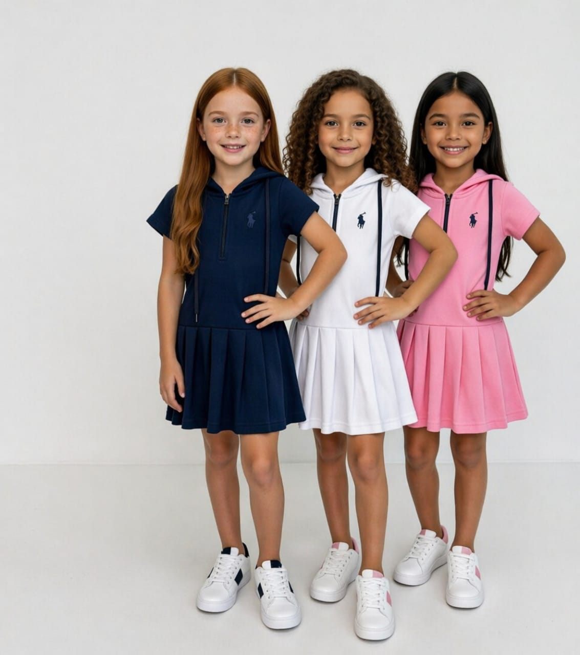 Girls sporty hooded polo dress from Kidz Fashion